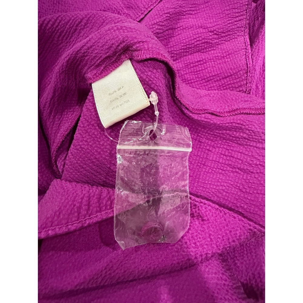 Rebecca Taylor Magenta Purple 100% Silk Ruffle V-Neck Mini Dress - Picture 5 of 6